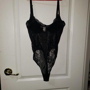 Black Lace Mesh Bustier Bodysuit - Revamped (Urban Planet)